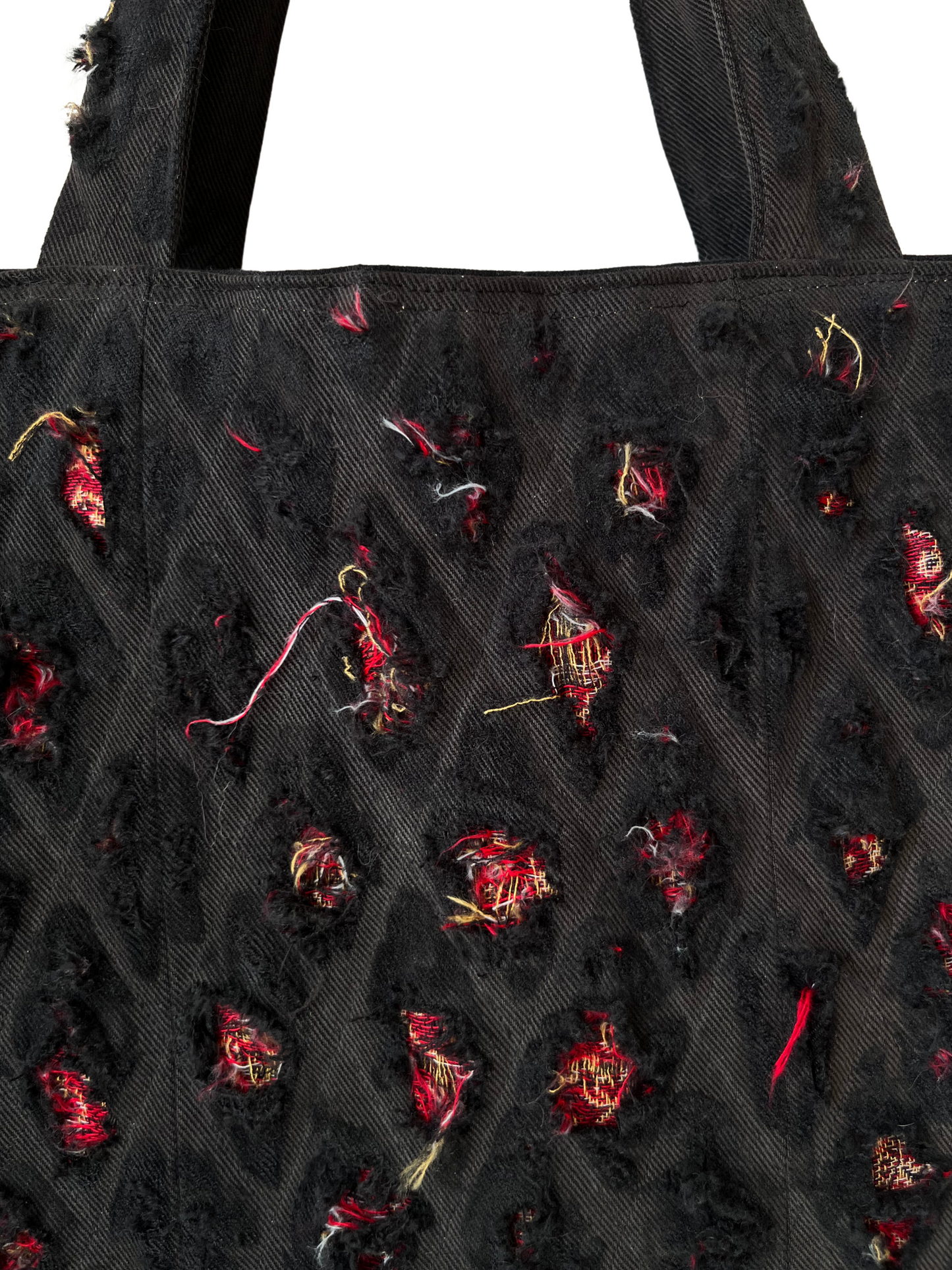 DISTRESSED DENIM TOTE BAG