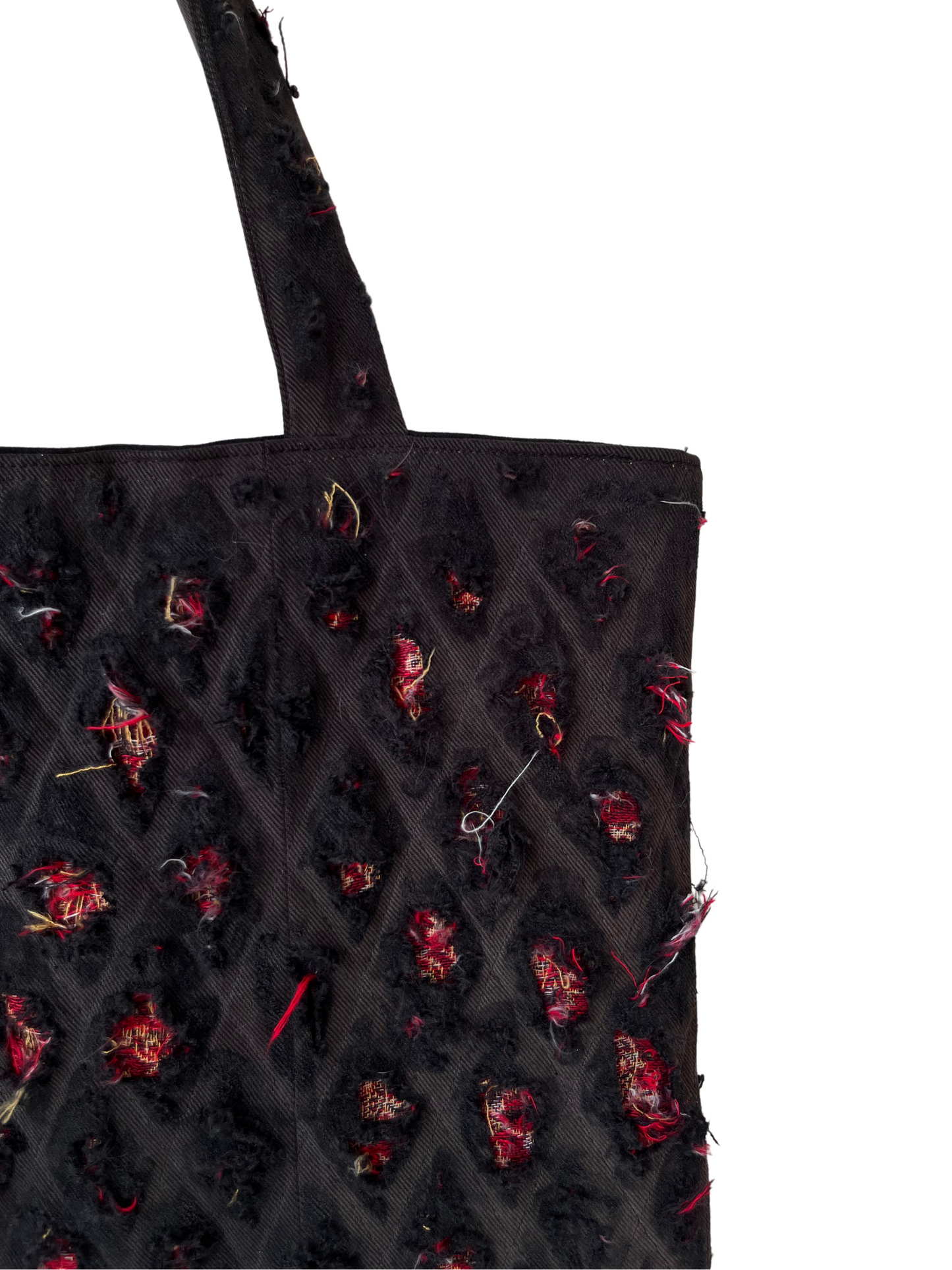 DISTRESSED DENIM TOTE BAG