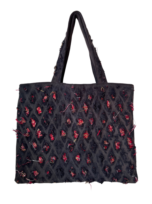 DISTRESSED DENIM TOTE BAG